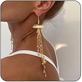 Starfish Tassel Dangle Earrings for Women Jellyfish Earrings Beach Long Dangle Drop Earring Summer Charm Earrings Ocean-Themed Dangling Earring Boho Beach Jewelry