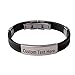 Gagafeel Stainless Steel Rubber Bracelet Custom Engraved Name Bangle Greek Pattern Gift for Men Women (Black)