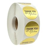 1.25" Round Gold Foil Thank You for Your Purchase Stickers / 1000 Labels per Roll