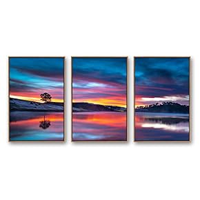 Framed Canvas Wall Art for Living Room, Bedroom Beautiful Nature Norway Landscape Canvas Prints for Modern Home Decoration Ready to Hang - 16"x24"x3 Panels