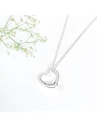 Altitude Boutique - Collar de corazón abierto para mujer, collar de corazón I Love You (oro, oro rosa, plata)