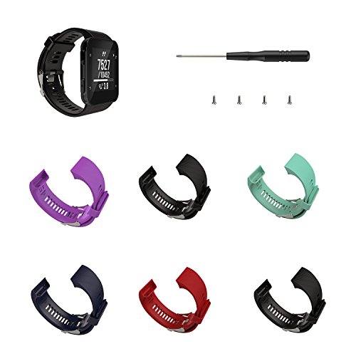 Wearable4U Soft Adjustable Silicone Replacement Watch Band for Garmin Forerunner 35 watch