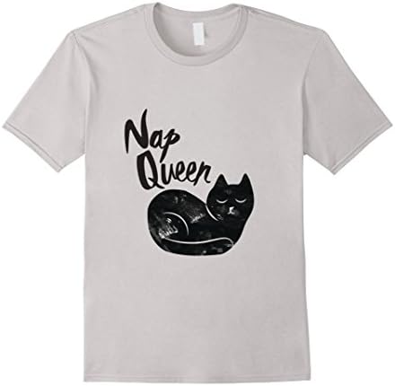 Mens Nap Queen Cute Cat Funny Geeky Unisex T-shirt Women 3XL Silver