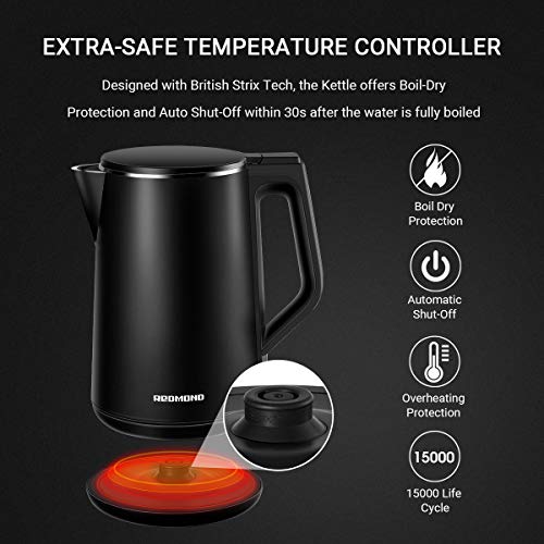 REDMOND Electric Kettle 1.5L Double Wall 100 Stainless Steel Cool