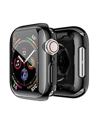 Carcasa para Apple Watch 4 con diseño sonriente, incluye protector de pantalla de TPU de 1.732 in, funda protectora de alta definición, transparente, ultrafina, para Apple iWatch de 1.732 in, serie 4, color negro, 1.732 in