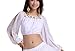 ZLTdream Lady's Belly Dance Long Sleeves Chiffon Bra Top for Big Girls & Women Rave outfit White