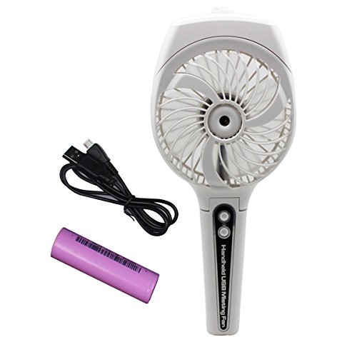 Cxy Portable Misting Fan, Handheld Foldable USB Fan with Rechargeable 2200mAh battery for outdoor activity such as Traveling Hiking climbing or used Indoor table. (White)