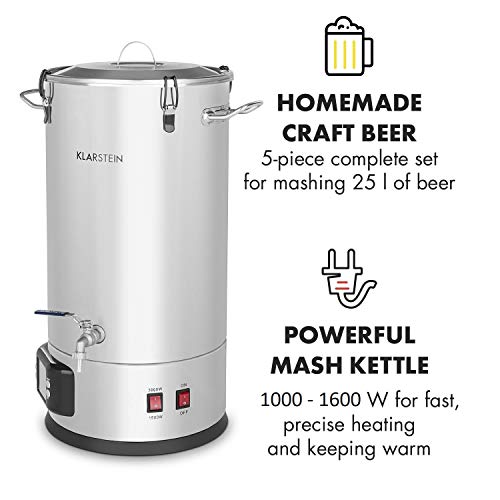 Klarstein Maischfest • • 25-Liter Capacity Beer Brewing Device • Mash Tun • 5-Piece Set • 1000 and 1600 Watts Power• LCD Display and Touch Control Panel • Temperature • Stainless Steel - Thumbnail 2