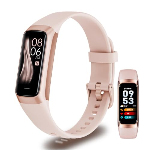 LBOYLOVE® Fitness Tracker, Step Tracker Smart Band, 1.1" AMOLED Touch Color Screen, Waterproof Fitness Wristband with Blood Oxygen/Heart Rate Monitor/Step Counter/Alarm/Timer/Calories/Sleep Monitor