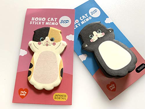 Cute Kawaii Cat Sticky Notes Memo Pad Set of 8, Japanese Stationery, Party Favors, Gift for Cat Lovers