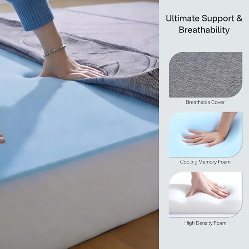 Foldable Mattress Queen, 6 Inch Memory Foam Trifold Mattress Topper | Ideal for Guest, Murphy Bed & Camper, Washable Cover & Non-Slip Base for All Floors, 80" x 60" x 6"