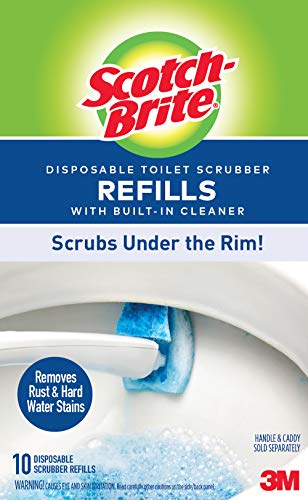 Scotch-Brite Disposable Toilet Scrubber Refills with Built-In Cleaner, Scrubs Under the Rim, Removes Rust & Hard Water Stains, 10 Refills