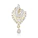 Swasti Peacock Shaped Zircon CZ Fashion Jewelry Set Pendant Earrings with Chain 3.5 INCHES