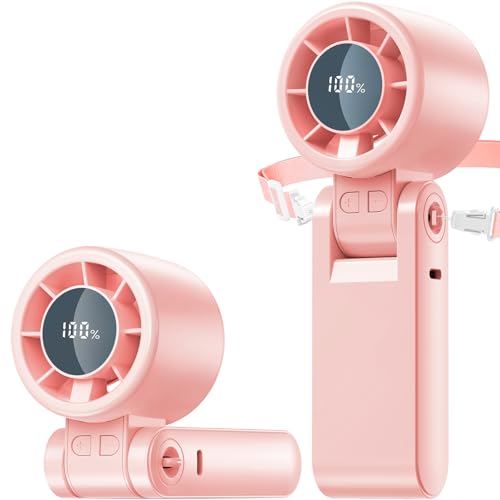 GrCill 4 in 1 Portable Turbo Handheld Fan [15000 RPM], 5200mAh Battery, 12H Runtime, 3-in-1 180°Foldable Personal Fan, Turbo Tech Cooling for Outdoor, Travel, Work, Makeup