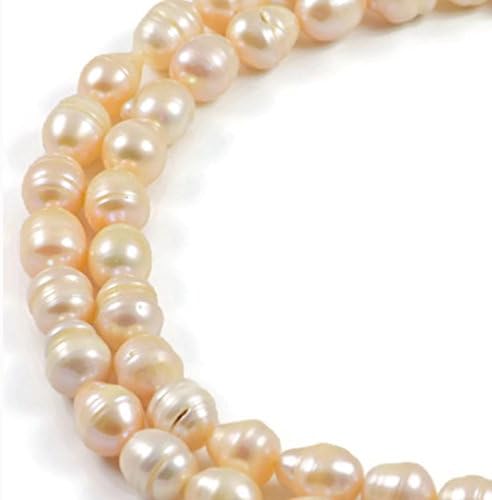 AqBeadsUk Freshwater Crystal Energy Pearl with Natural Healing Power - Premium Genuine Cultured 9x12mm Dyed Cream Pearl Rice Jewellery Making Beads on 16 inch Strand