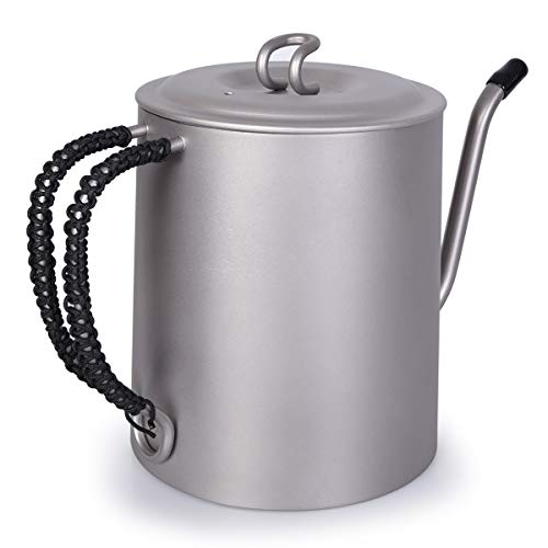 iBasingo 800 ml Titanium Kettle Cup Set with Anti-scalding Handle Outdoor Camping Canteen Wine Coffee Tea Pot Mess Kit for Fire Induction Cooker