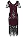PrettyGuide Women's 1920s Dress Art Deco Cocktail Dress Short Sleeve 3XL Burgundy