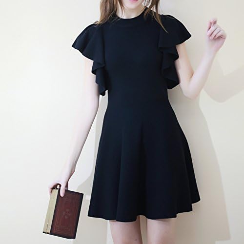 Gypsophila Women’s Elegant Ruffled Sleeve Swing Dress (X-Small, Black)