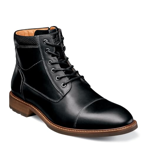 Florsheim Mens Chalet Cap Toe Boots Black Crazy Horse 10.5 Medium