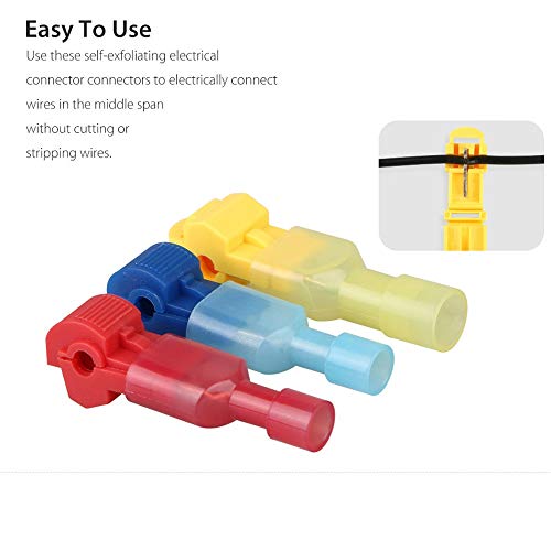 Sunshinehomely 60pcs Insulated 22-10 AWG T-Taps Quick Splice Wire Terminal Connectors Combo Kit - Thumbnail 2