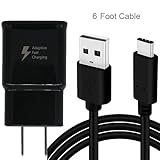 USB Type-C 6 FOOT Cable with Adaptive Fast Wall Charger for Samsung Galaxy S8 S8 Plus S9 Note 8 LG G6 G5 V30 V20, Google Pixel 2, Nexus 5x 6p, Nintendo Switch, MacBook, GoPro5, OnePlus 5 3T 2 By Moona