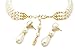 Fashion 21 3 Rows Elegant Simulated Pearl Choker Necklace, Pierced Earring 2 Set (Cream)