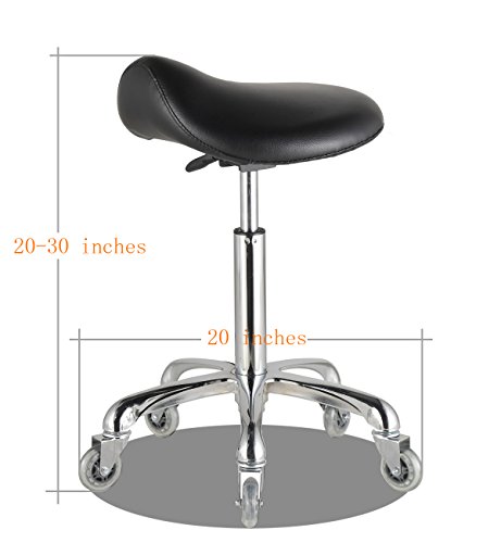Rolling Lab Stool Chair with Ergonomic Saddle Comfortable Cushion Height Adjustable Mobile Stool Chair(Tool-free Assembly) - Thumbnail 3