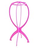 Fani Wig Stand Portable Folding Travel Wig Stand Stable Durable Wig Hair Hat Cap Holder Stand Collapsible Durable Plastic Wig dryer Wig Display Tool(Pink)