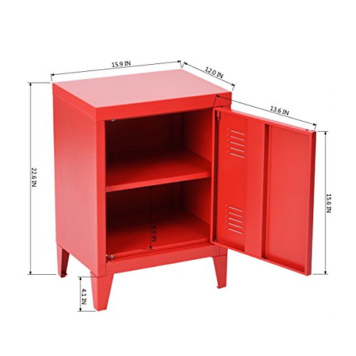 HouseinBox Office File Storage School Lab Supplies Stand Storage 2 Tier Cabinet Shelves, Detachable 4 Legs,Size:15.9'' x 12'' x 22.6'',Red - Thumbnail 3