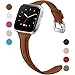 Maledan Replacement Bands for Fitbit Versa, Slim Genuine Leather Strap Accessories Replacement for Fitbit Versa Smartwatch, Small, Brown