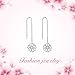 POPLYKE Threader Earrings Sterling Silver Daisy Flower Drop Dangle Linear Earrings for Women Girls (Daisy Flower Threader Earrings)