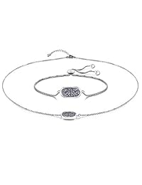 WISHMISS Women Silver Pendant Necklace Bracelet in Natural Drusy