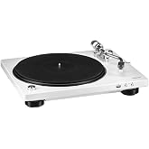Denon DP-450USB Semi-Automatic Analog Vinyl Record Player Turntable, White | USB Output for Recording, Speed Auto Sensor, Curved Tonearm, 33 1/3, 45, 78 RPM (Vintage) Speeds, Superior Audio