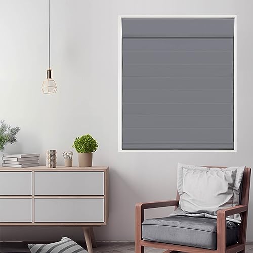 DEZ FURNISHINGS Cordless Blackout Roman Cellular Shade, 69″W x 72″H, Gray