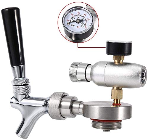 CO2 Injector Spears Tap Stainless Steel Beer Spear Faucet Tap Dispenser Kit for 2L/3.6L/4L Mini Keg Beer Growler
