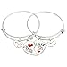 lauhonmin Sister Bangle Bracelets for Big Sister Little Sister Heart Charms Double Pendant Family Gifts Pack of 2