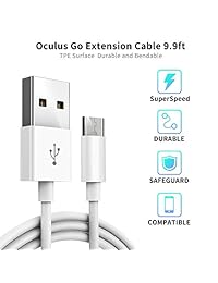Oculus Go   Funda de transporte y cable de extensión (9,9 pies), bolsa de mano protectora de almacenamiento y cable de carga rápida para auriculares VR, kit de controlador de Gamepad y accesorios