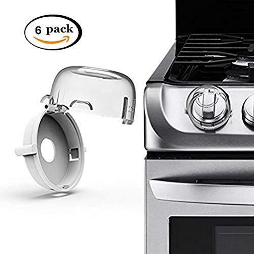 Universal Kitchen Clear Safety Oven Gas Stove Knobs Cover 6 Pack - Baby Safety Oven Gas Stove Knob Protection Locks for Child Proofing