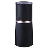 Grind & Brew All in One Coffee Maker Travel Mug 260ml Portable Coffee Grinder with Ajustable Ceramic Burr and Foldable Hand Crank Bonus Lid Bariours Series by Ingenuity & Senhs (Black)