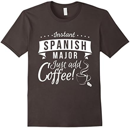 Mens Instant Spanish Major Add Coffee College Degree T-shirt Medium Asphalt