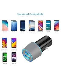 Cargador de coche rápido USB C, compatible con Samsung Galaxy S10 S10+ S10e Note 9 Note 8 S9 S9 Plus S8 S8 Plus, carga rápida 3.0 Dual USB cargador de coche rápido con cable tipo C