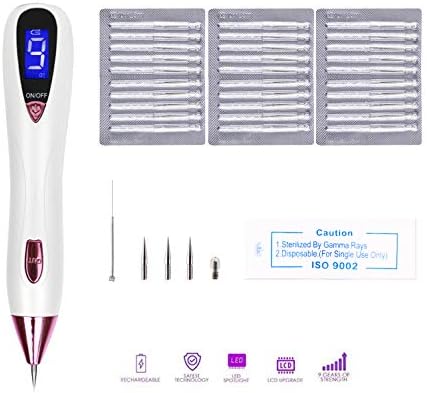 GLACVTA Spot Eraser Pro Pen, Adjustable 9-Levels Home Use, LCD Display, LED Spotlight USB Rechargeable Beauty Pen for Wart Nevus Tattoo Freckles - Pink