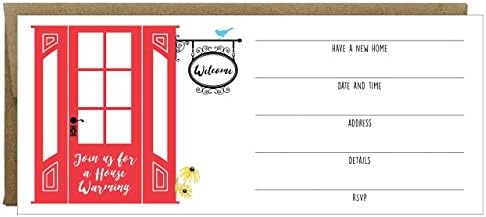 House Warming Fill-in Invitations Red Door - 10 pack