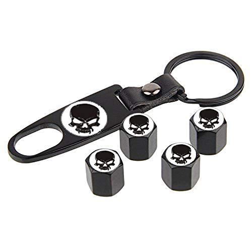 choolo Black Skull Tire Air Valve Caps Stem Cover Universal Fits All Cars Trucks SUV Bike & Bicycle Motorcycle & Car Tire Valve Stem Caps