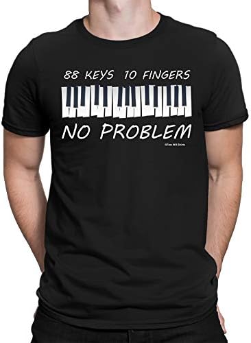 Mens Music T-Shirt 88 Keys 10 Fingers No Problem Piano