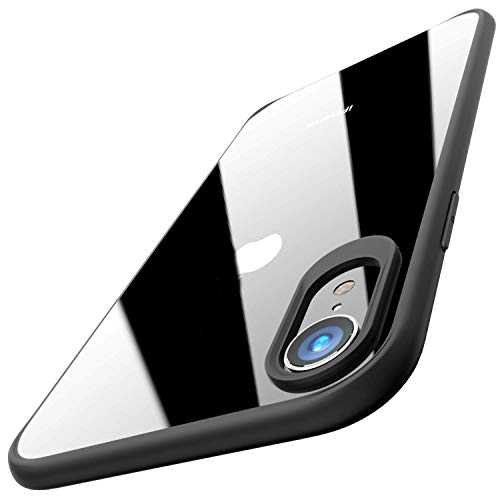Egotude Ultra Slim Matte Bumper Clear Transparent Hard Back Case Cover for iPhone XR (Black)
