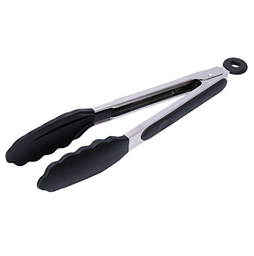 KingTong Stainless Steel Kitchen Cooking Tongs With Silicone Tips 9 and 12 Inch Set of 2 - Thumbnail 2