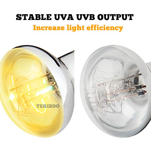 TEKIZOO UVA UVB Super Sun Lamp High Intensity Self-Ballasted Heat Basking Mercury Vapor Lamp/Light/Bulb for Reptile and Amphibian (125W)