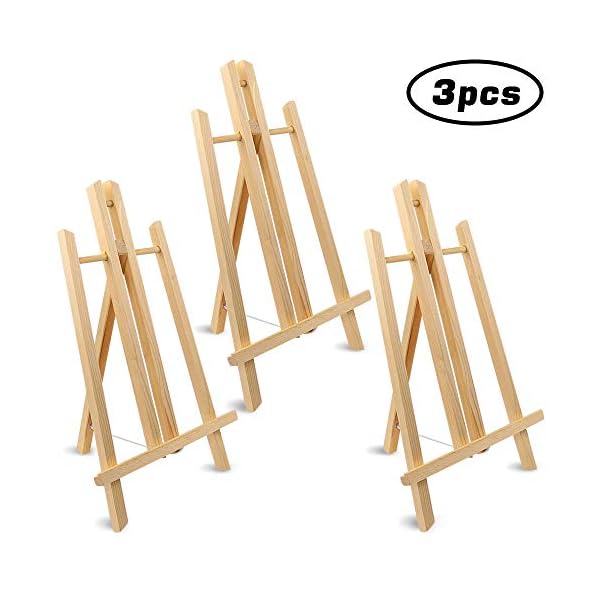 Jekkis 16 x 9.5 Inches Wooden Easel, 3 Packs Tabletop Display Easels