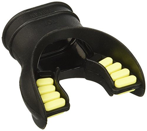 Scuba Choice Scuba Diving Ultra Black Silicone Mouthpiece with Color Tab and Regulator Tie, Yellow